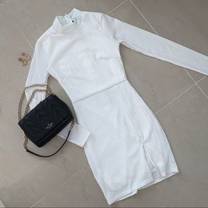 Missguided White High-Neck Long Sleeve Party Dress